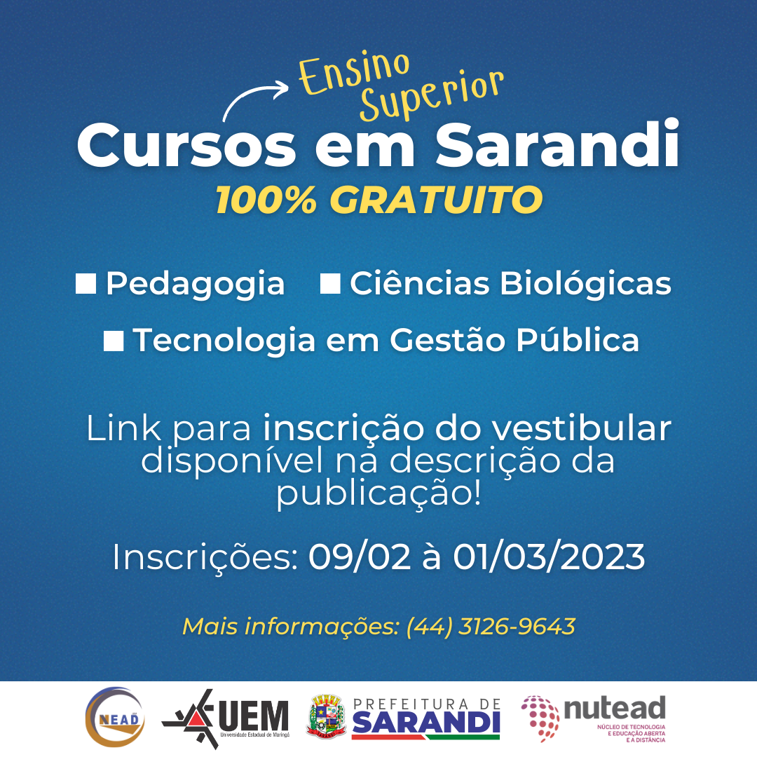 Cursos no Polo Municipal de Apoio Presencial para EAD de Sarandi